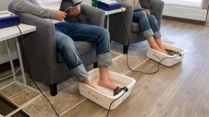 Two footbaths set up side by side